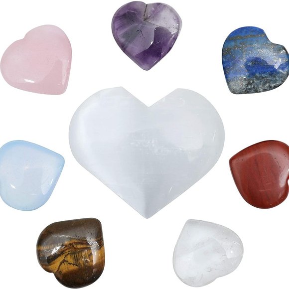 Stemma Selenite Bowl Heart 4 inch| Crystals and Healing Stones 9 Piece Crystal S - Picture 6 of 12